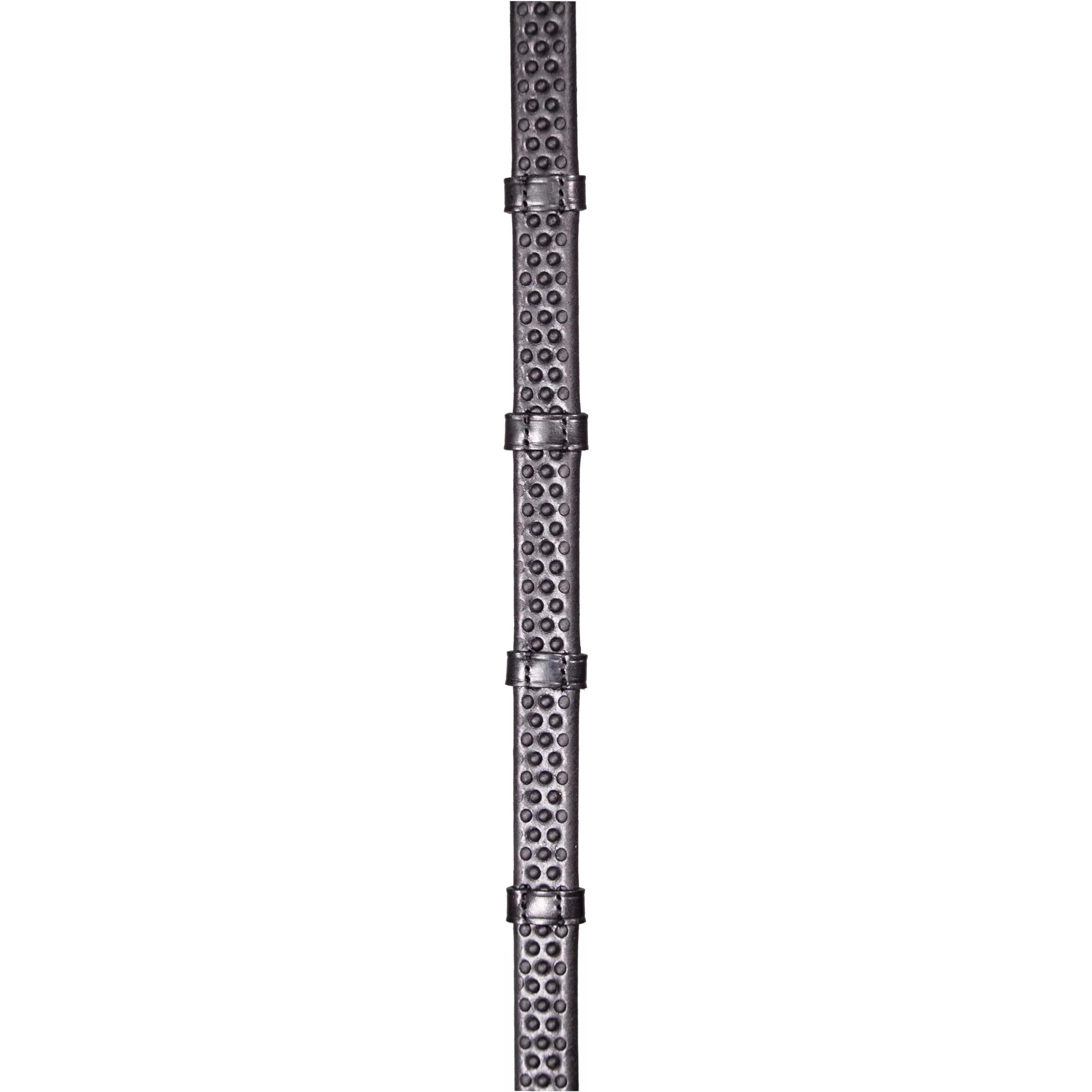 Henry James BioThane Bio Grip Hybrid Rubber Reins with Leather Stoppers RR5 - BLACK